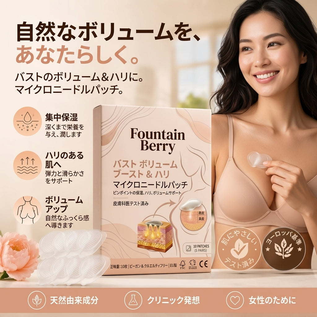 🔥 期間限定60%OFF – Fountain Berry バスト引き締め&栄養補給 先進ナノマイクロニードルパッチ