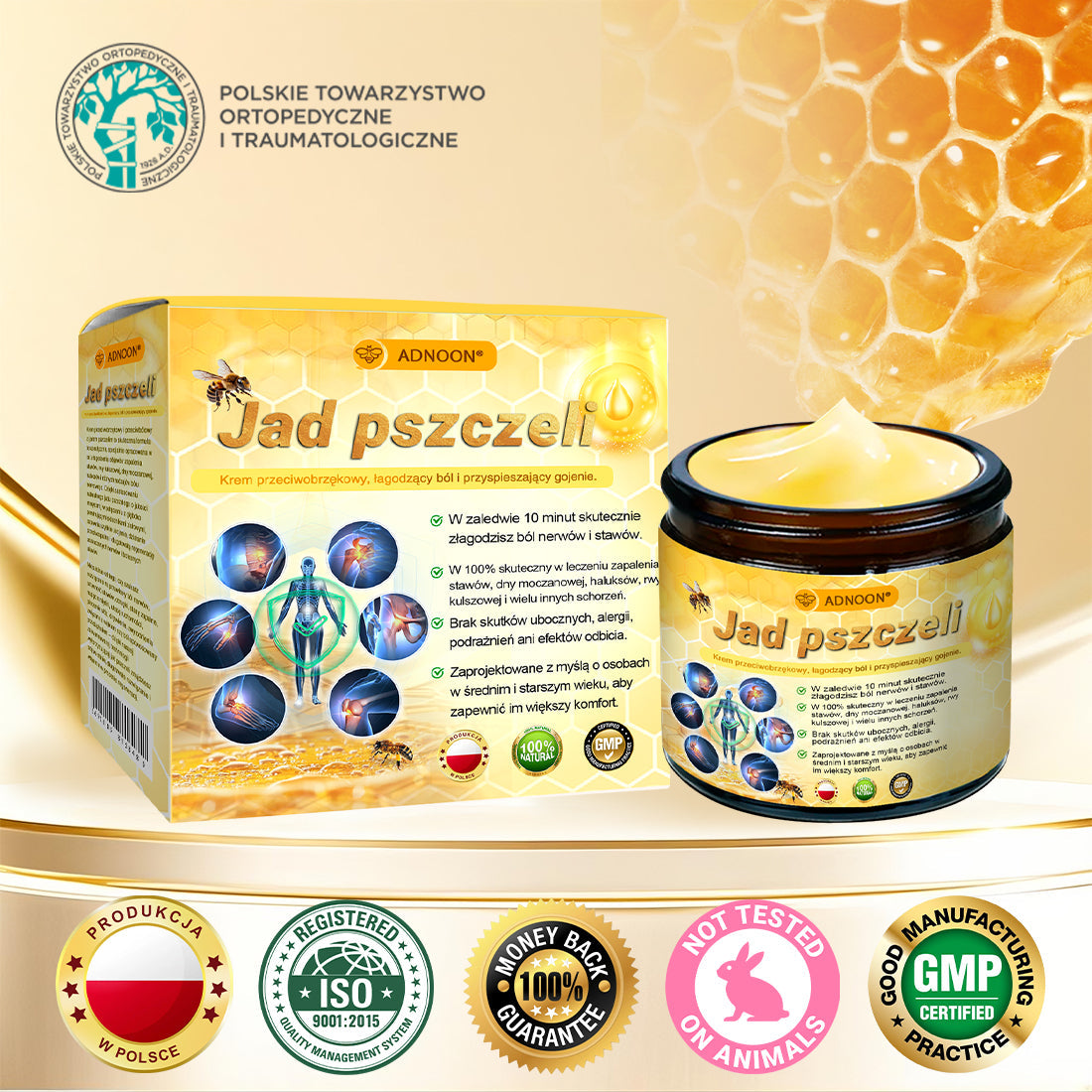 ADNOON® Krem Przeciwobrzękowy i Przeciwbólowy z Jadem Pszczelim