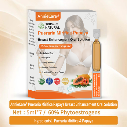 AnnieCare® Pueraria Mirifica Papaya Perorální roztok pro zvětšení prsou📈 (Plnější prsa - Podpora metabolismu tuků - Obnovení pružnosti pokožky)