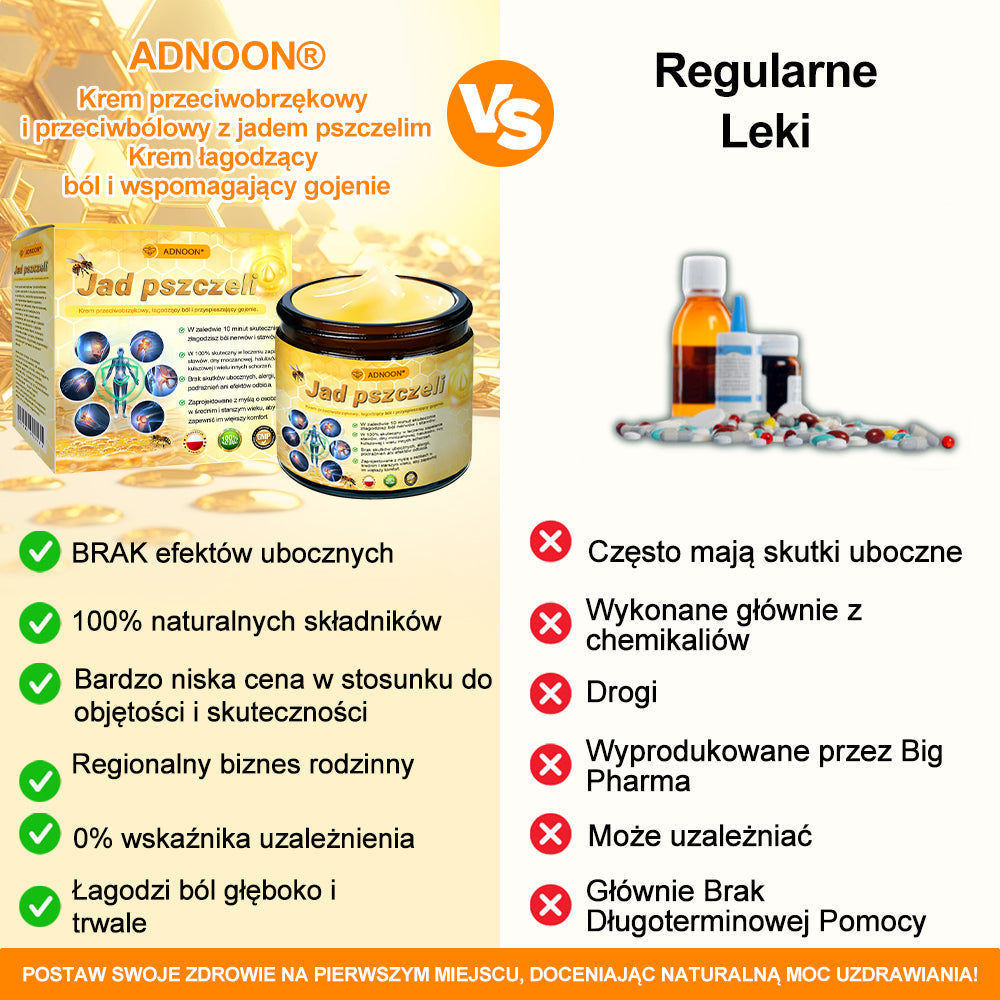 ADNOON® Krem Przeciwobrzękowy i Przeciwbólowy z Jadem Pszczelim