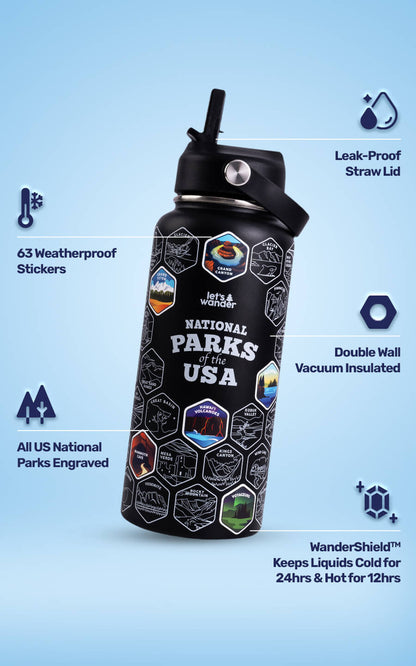 Lets Wander™ National Parks Water Bottle + Stickers