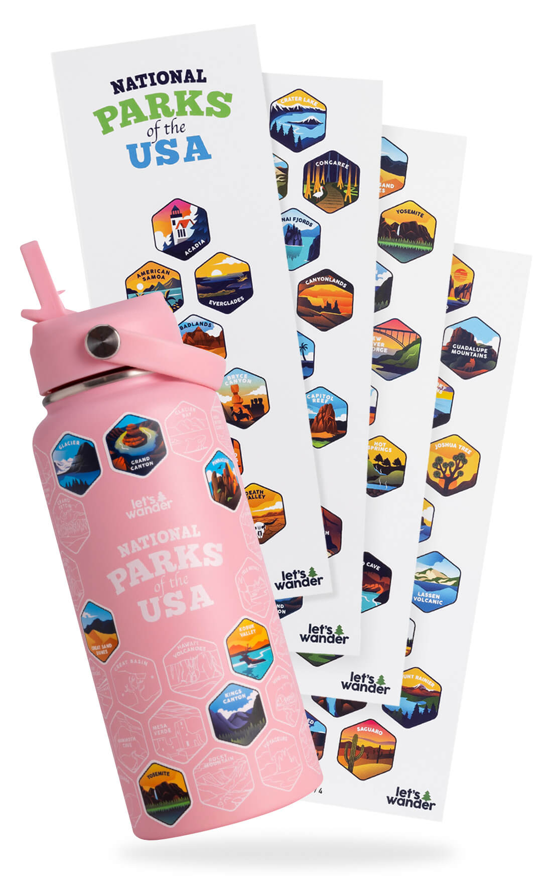Lets Wander™ National Parks Water Bottle + Stickers