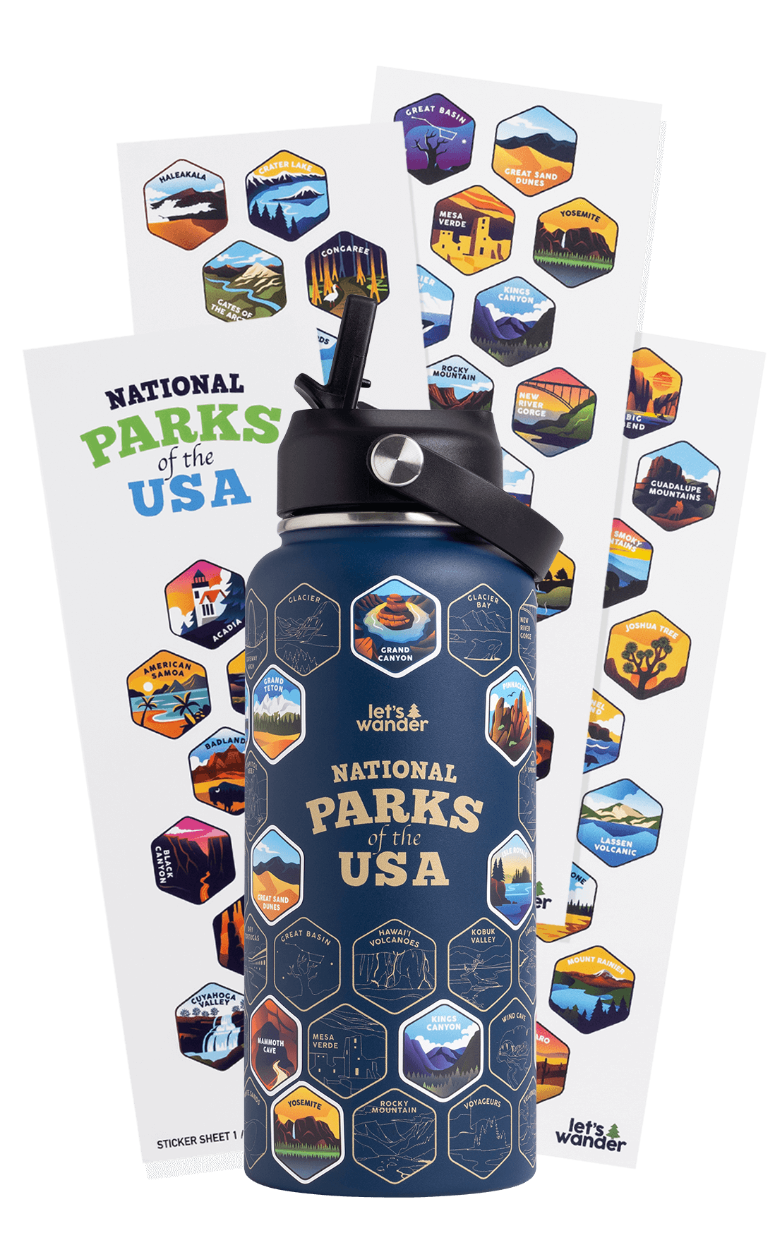 Lets Wander™ National Parks Water Bottle + Stickers