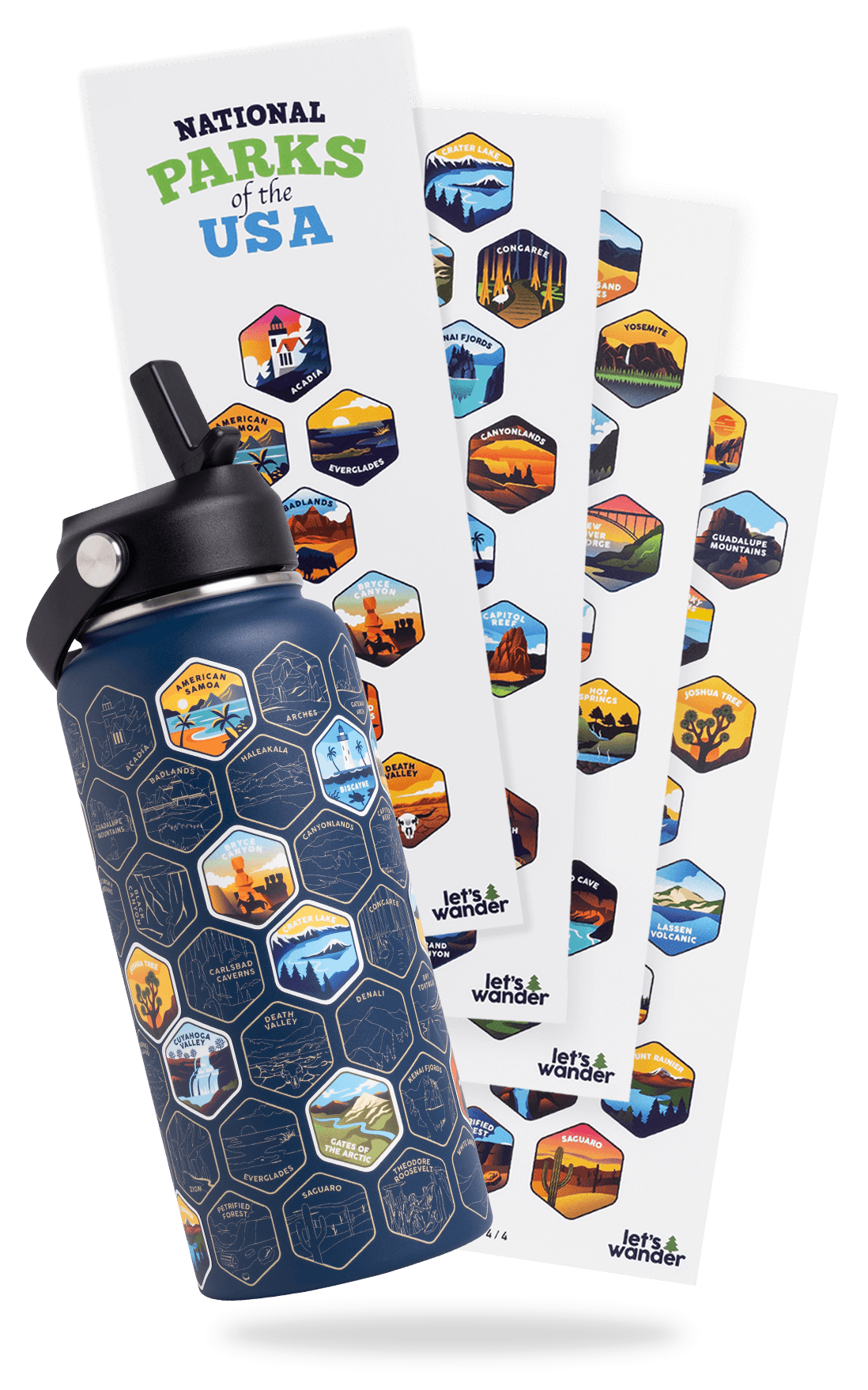 Lets Wander™ National Parks Water Bottle + Stickers