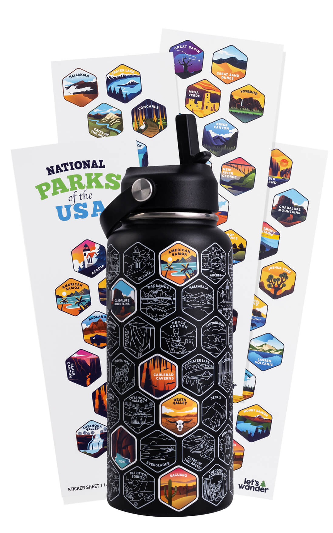 Lets Wander™ National Parks Water Bottle + Stickers
