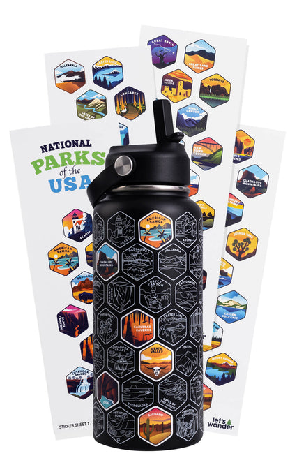 Lets Wander™ National Parks Water Bottle + Stickers