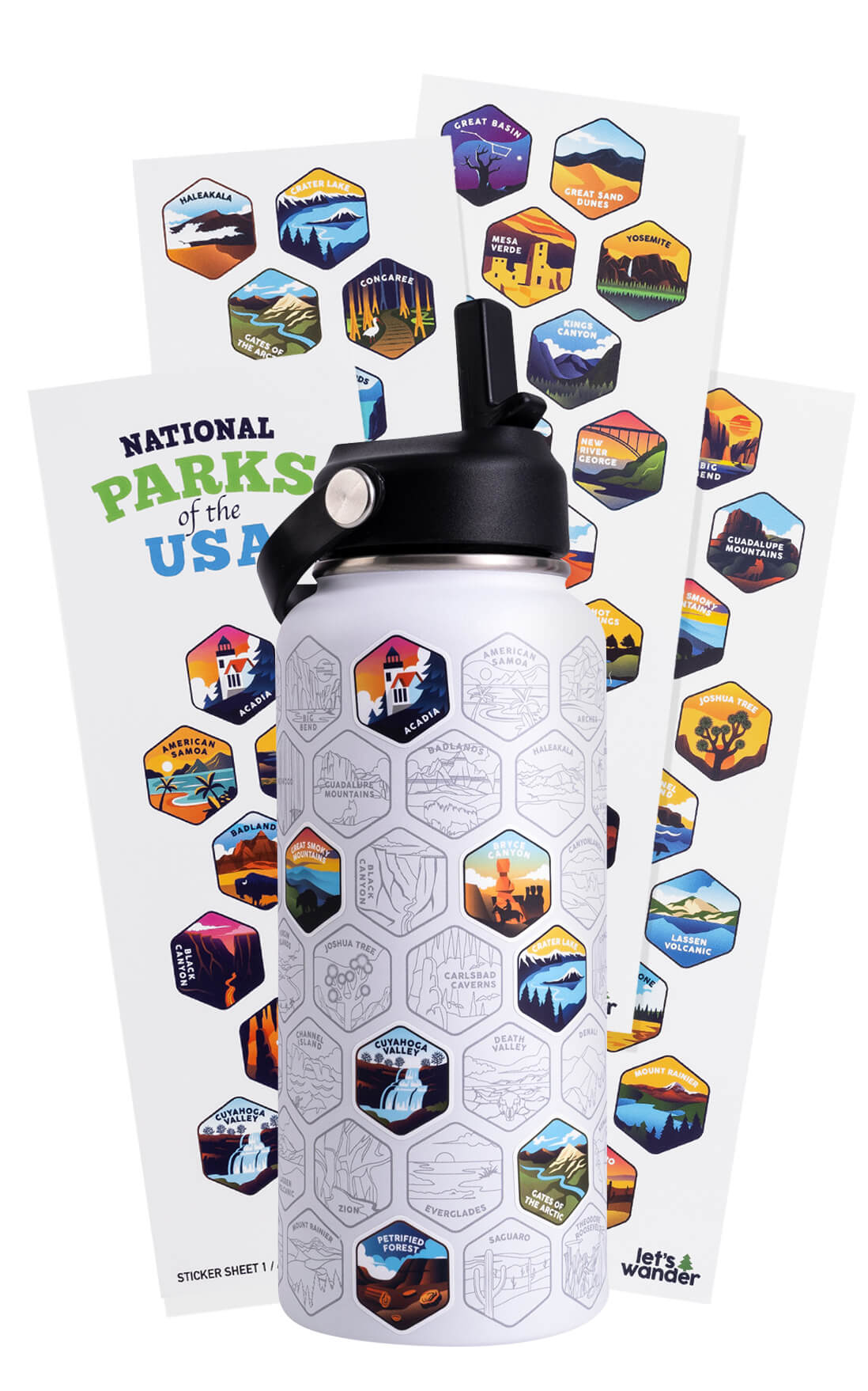 Lets Wander™ National Parks Water Bottle + Stickers