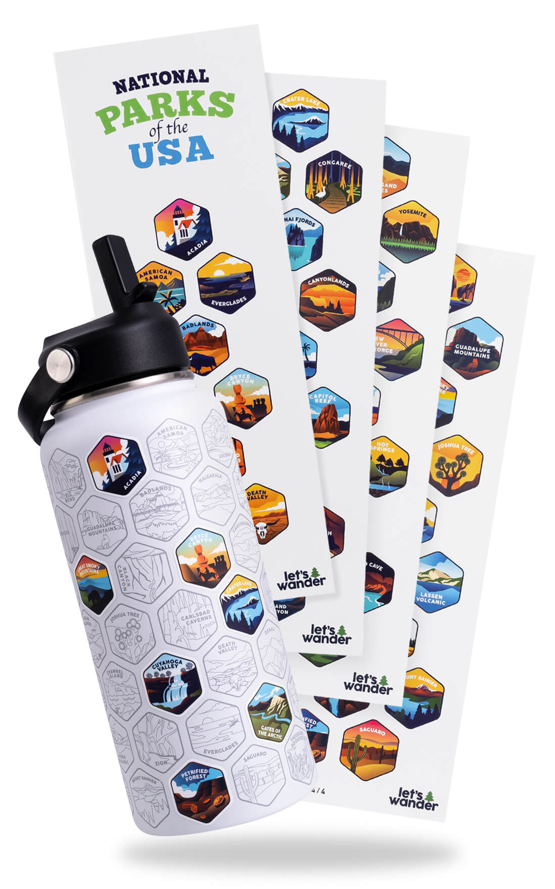 Lets Wander™ National Parks Water Bottle + Stickers