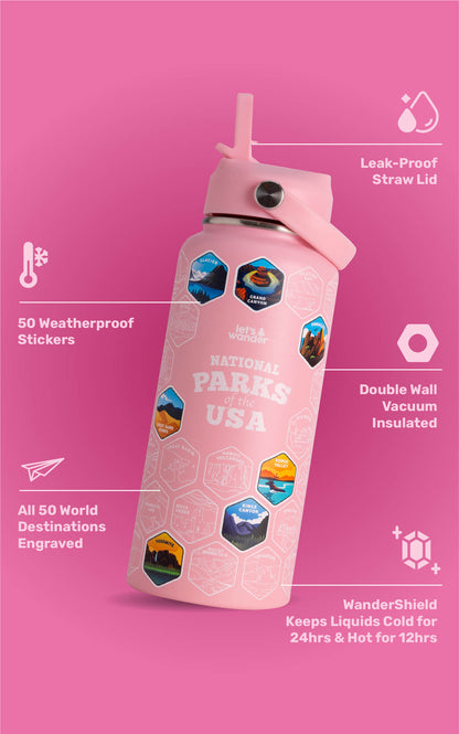 Lets Wander™ National Parks Water Bottle + Stickers