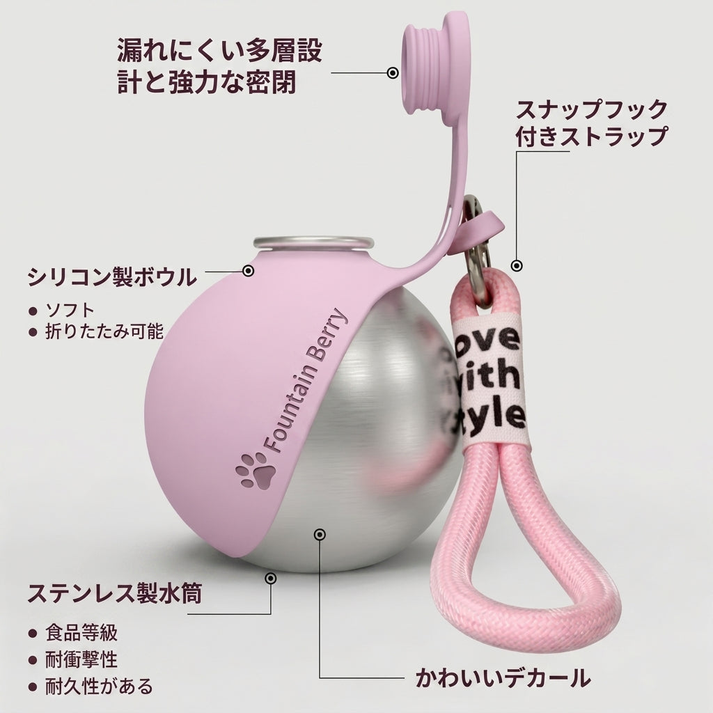Fountain Berry™— 2-in-1 犬用ウォーターボトル＆ボウル