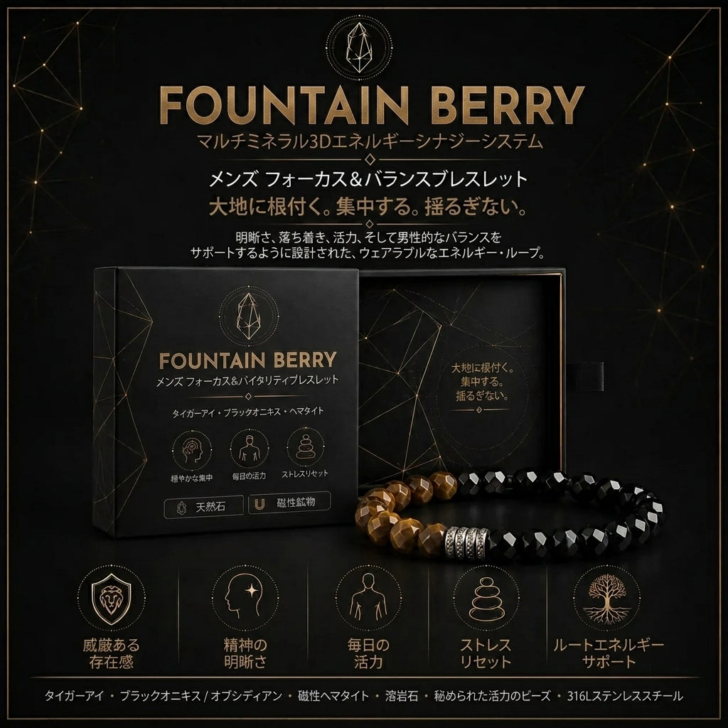 Fountain Berry™ メンズ フォーカス＆バランスブレスレット