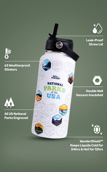 Lets Wander™ National Parks Water Bottle + Stickers