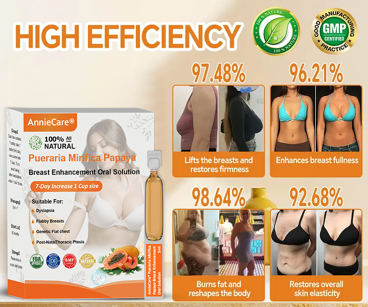 AnnieCare® Pueraria Mirifica Papaya Perorální roztok pro zvětšení prsou📈 (Plnější prsa - Podpora metabolismu tuků - Obnovení pružnosti pokožky)