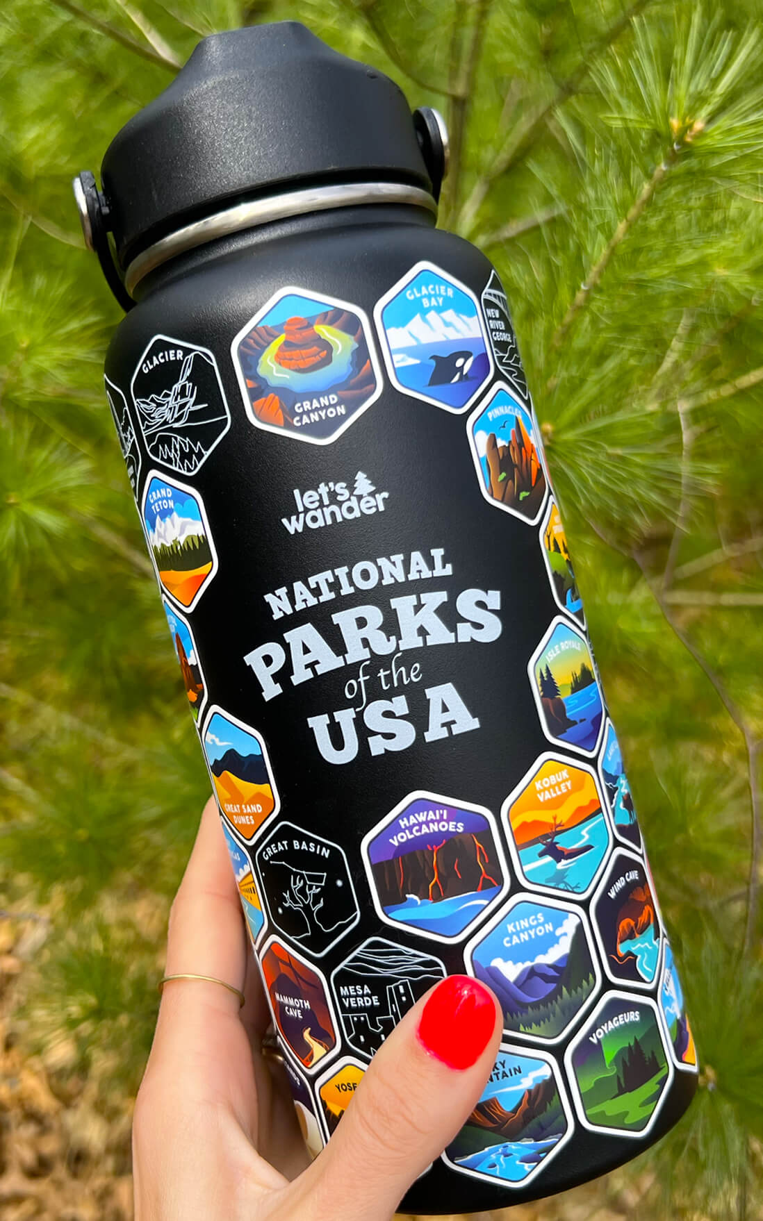 Lets Wander™ National Parks Water Bottle + Stickers