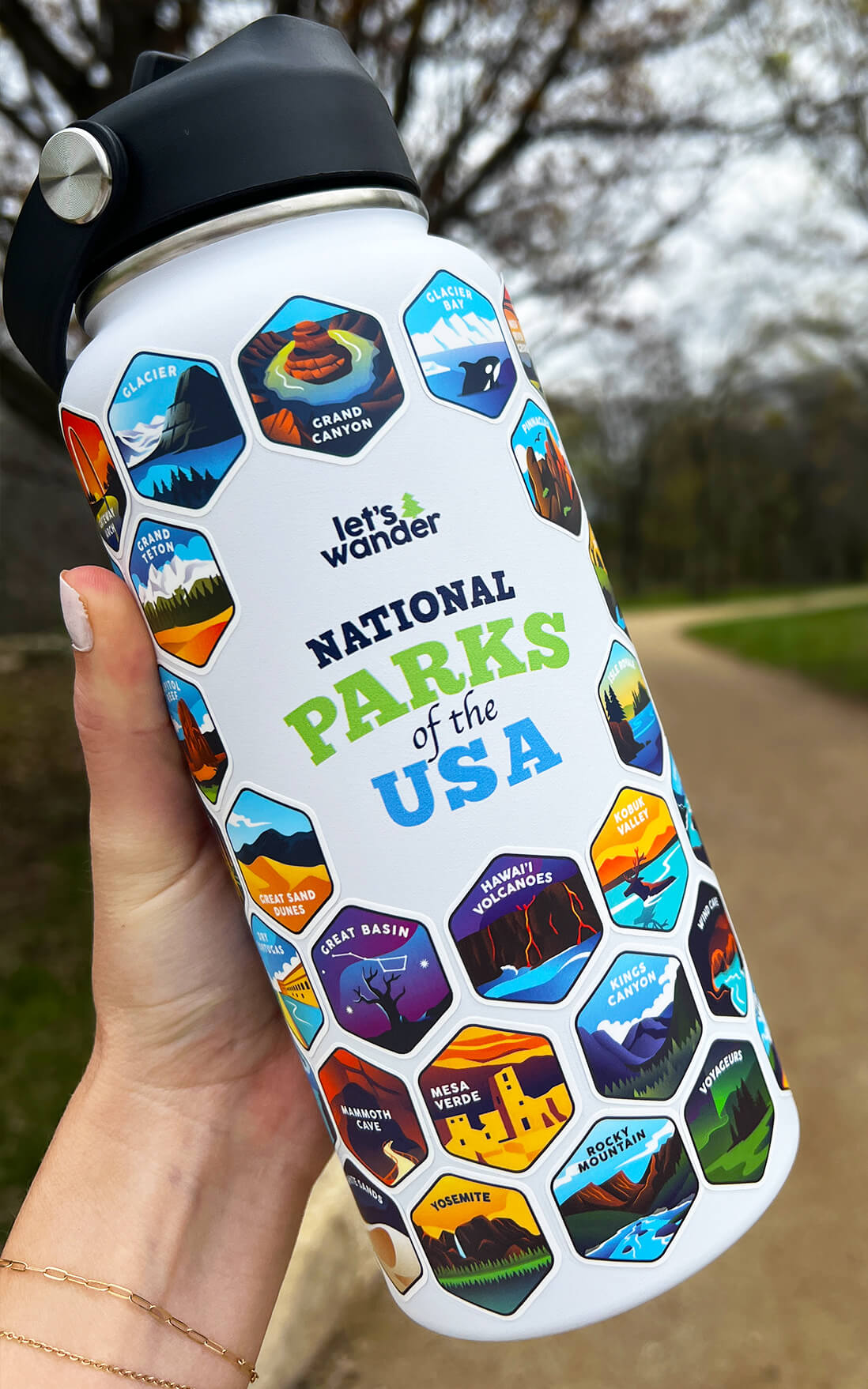 Lets Wander™ National Parks Water Bottle + Stickers